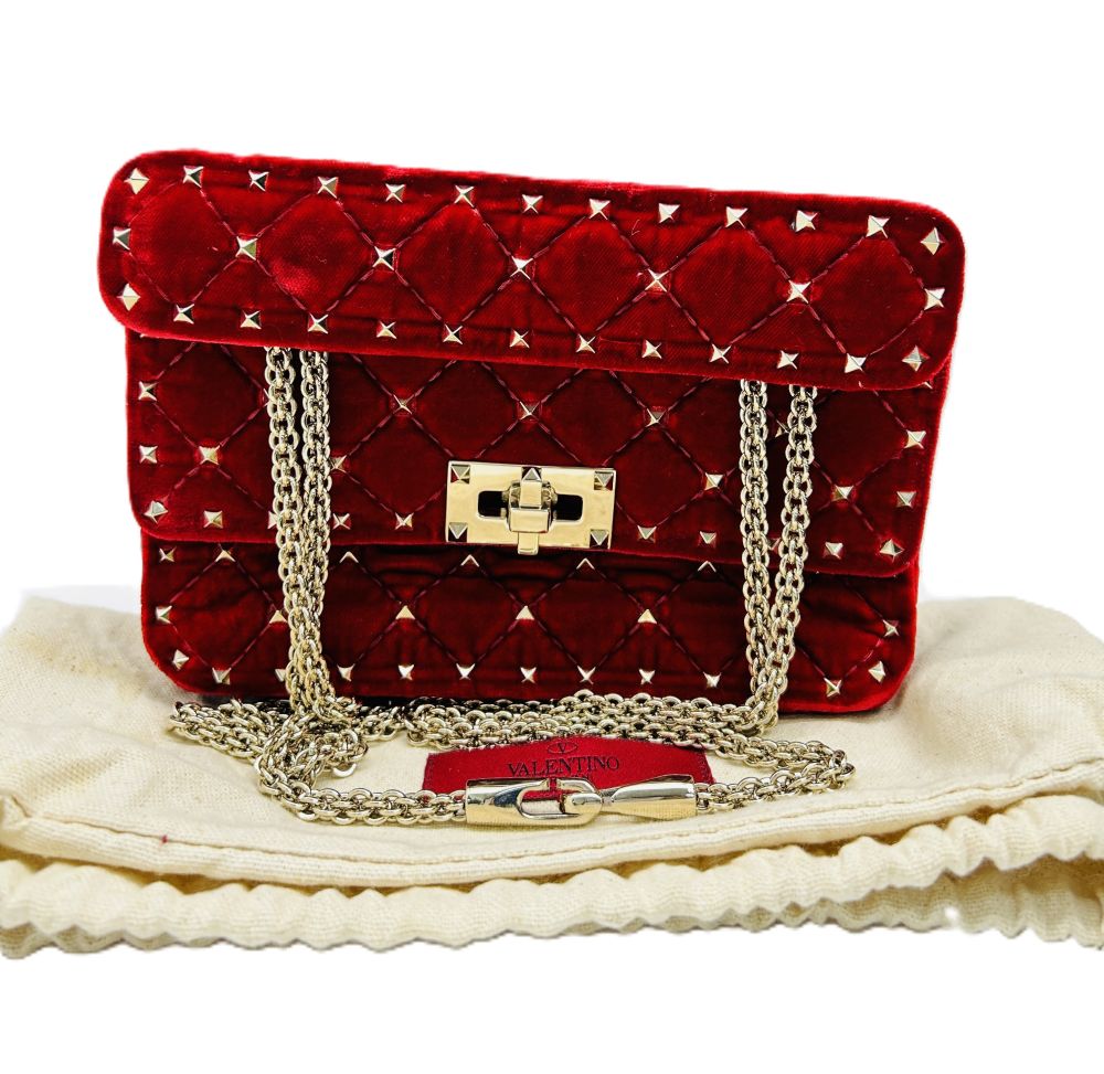 Valentino Garavani Rockstud Spike Quilted Velvet Bag image 5