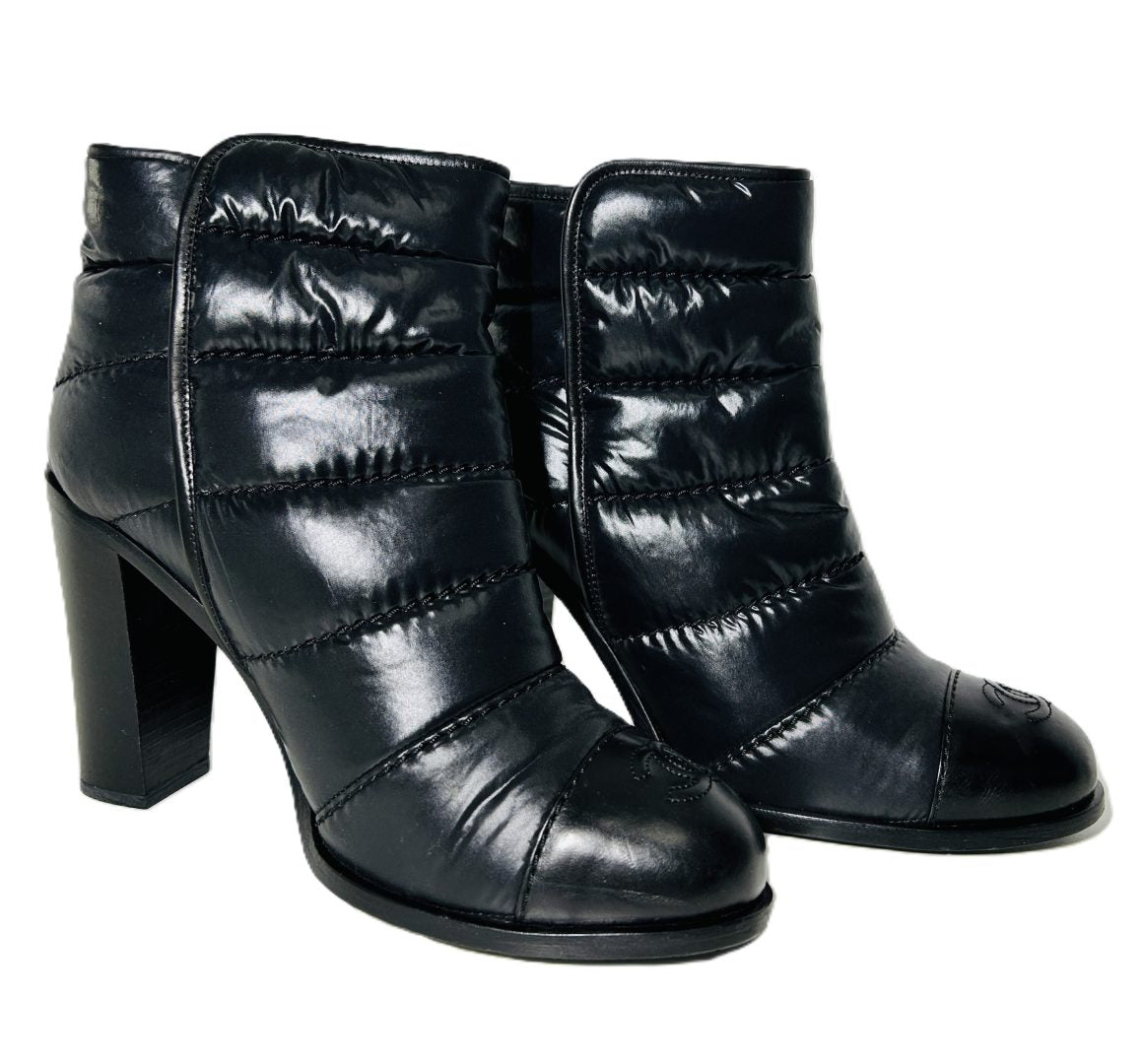 Chanel Quilted Puffy Leather Ankle Boots image 0