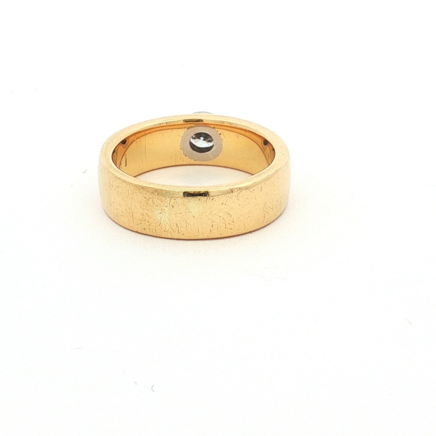 Yellow Gold Wide Band Solitaire Diamond Ring