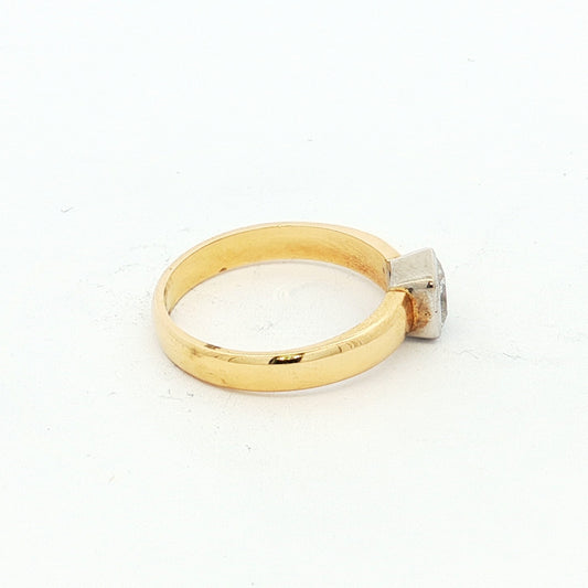 Yellow & White Gold Princess-Cut Diamond Solitaire Ring