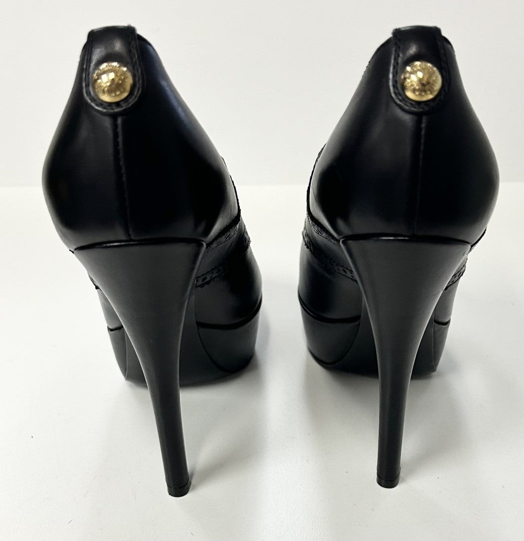 LOUIS VUITTON BLACK/NAVY LEATHER PEEP TOE PLATFORMS image 2