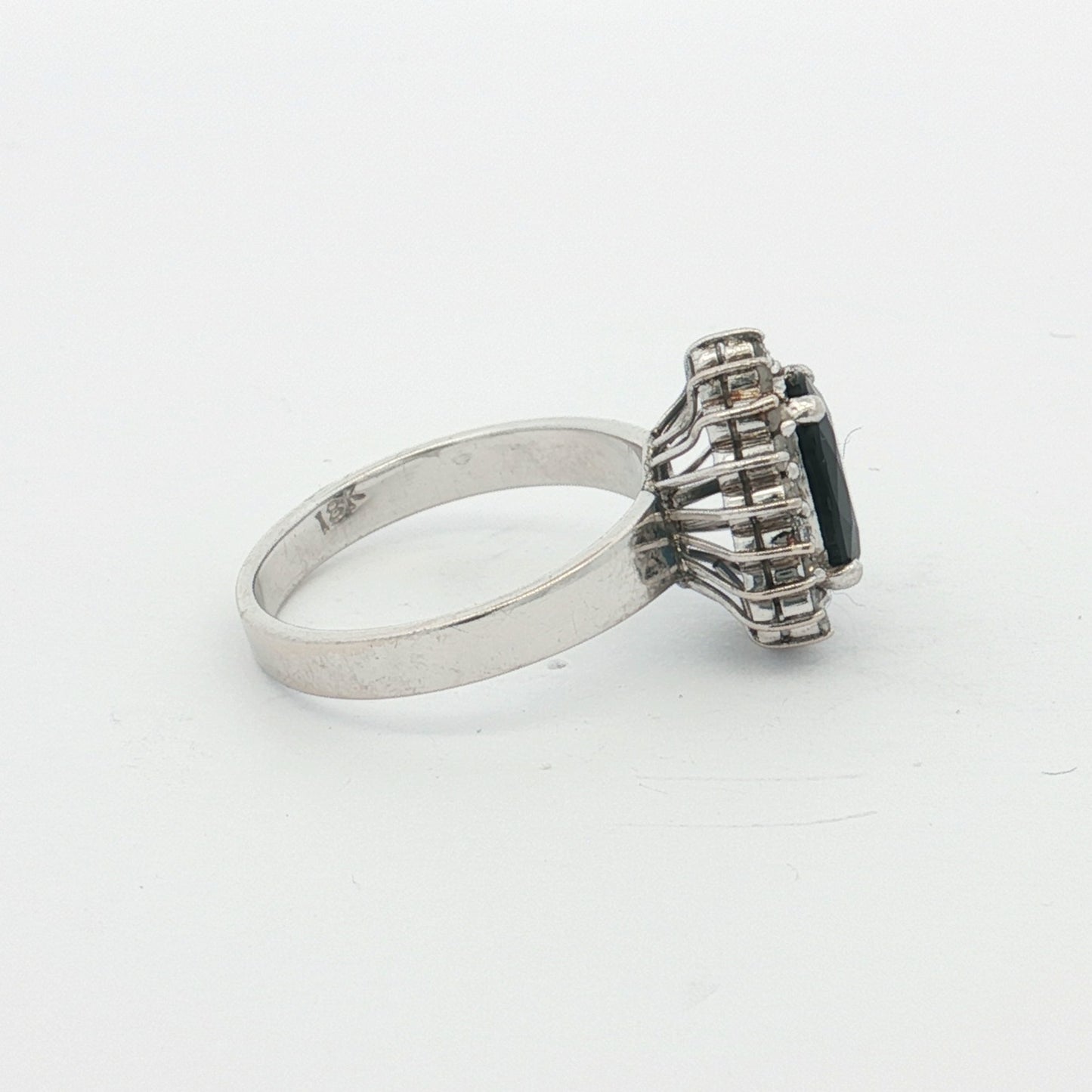 White Gold Sapphire & Diamond Cluster Ring