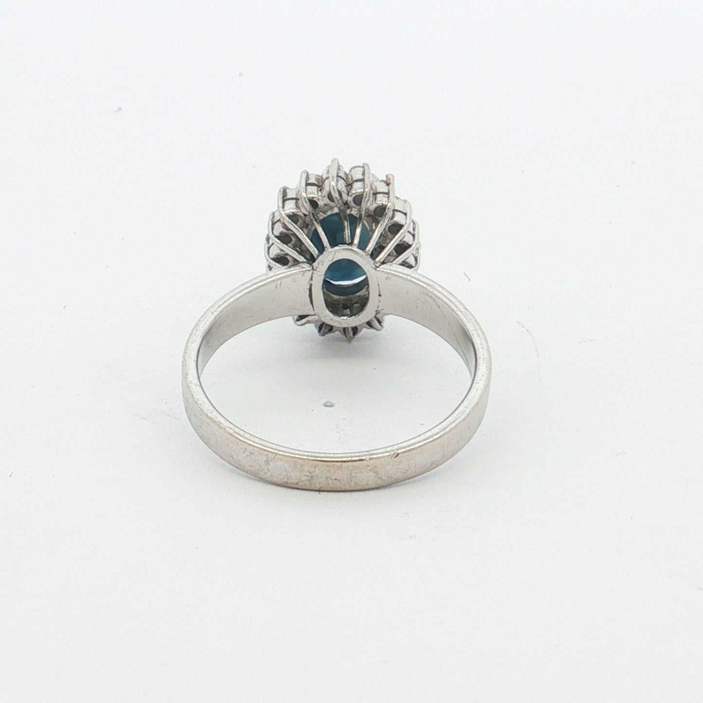 White Gold Sapphire & Diamond Cluster Ring