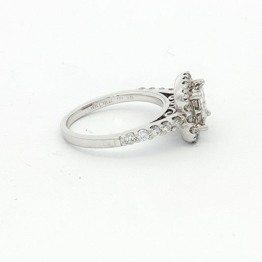 White Gold Princess Cut & Round Brilliant Diamond Cluster Ring