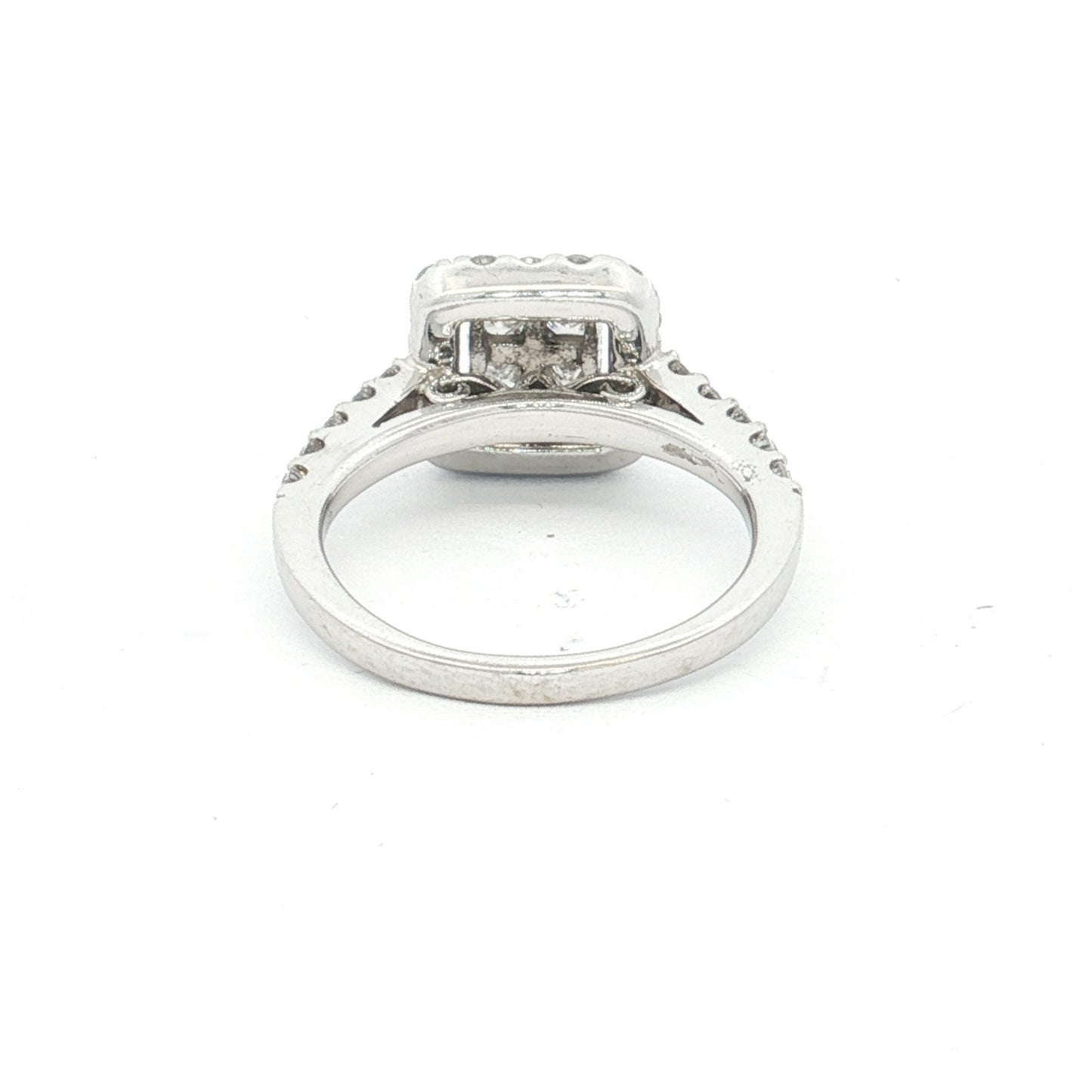 White Gold Princess Cut & Round Brilliant Diamond Cluster Ring
