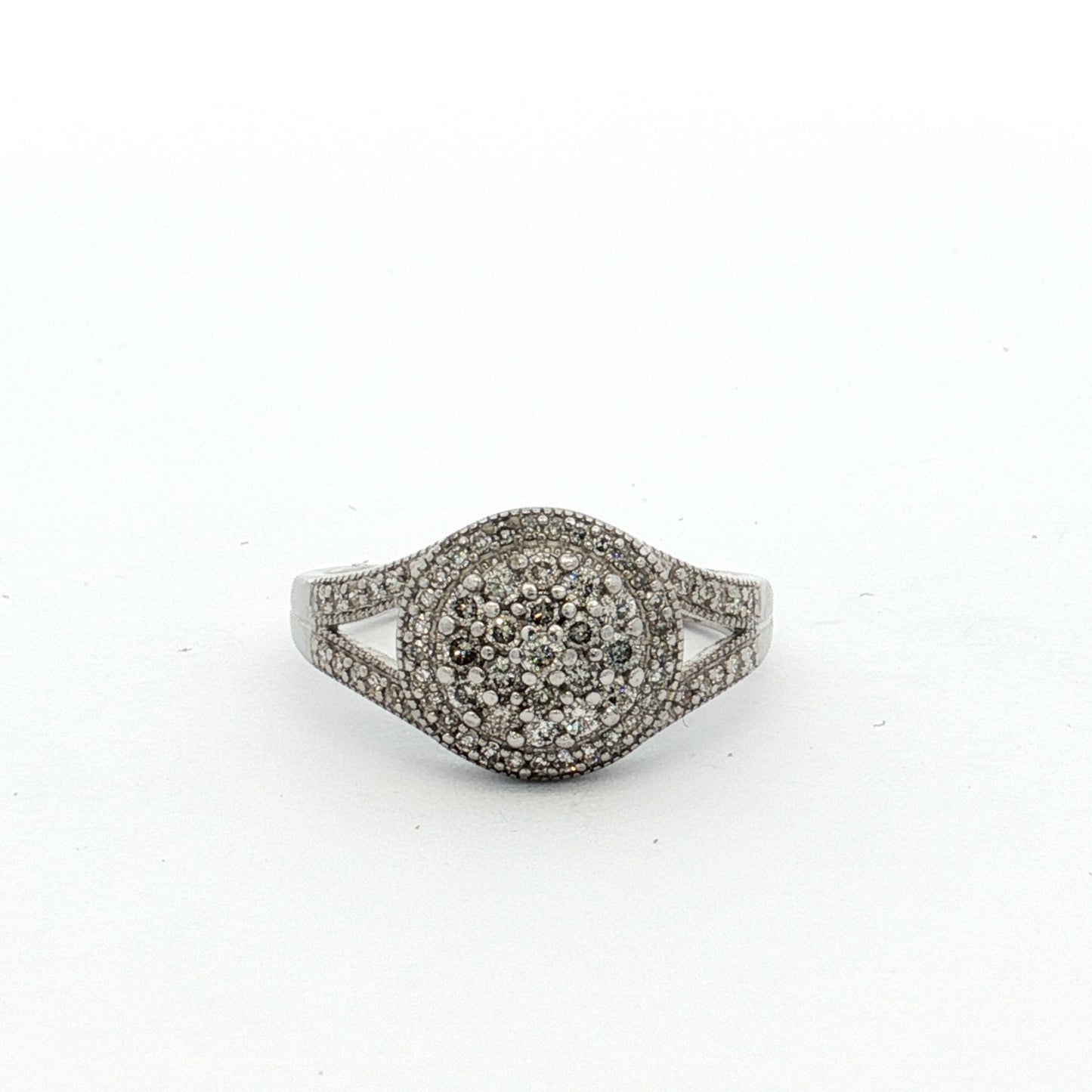 White Gold 68-Stone Diamond Cluster Ring