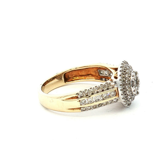Yellow Gold Diamond Halo Cluster Ring
