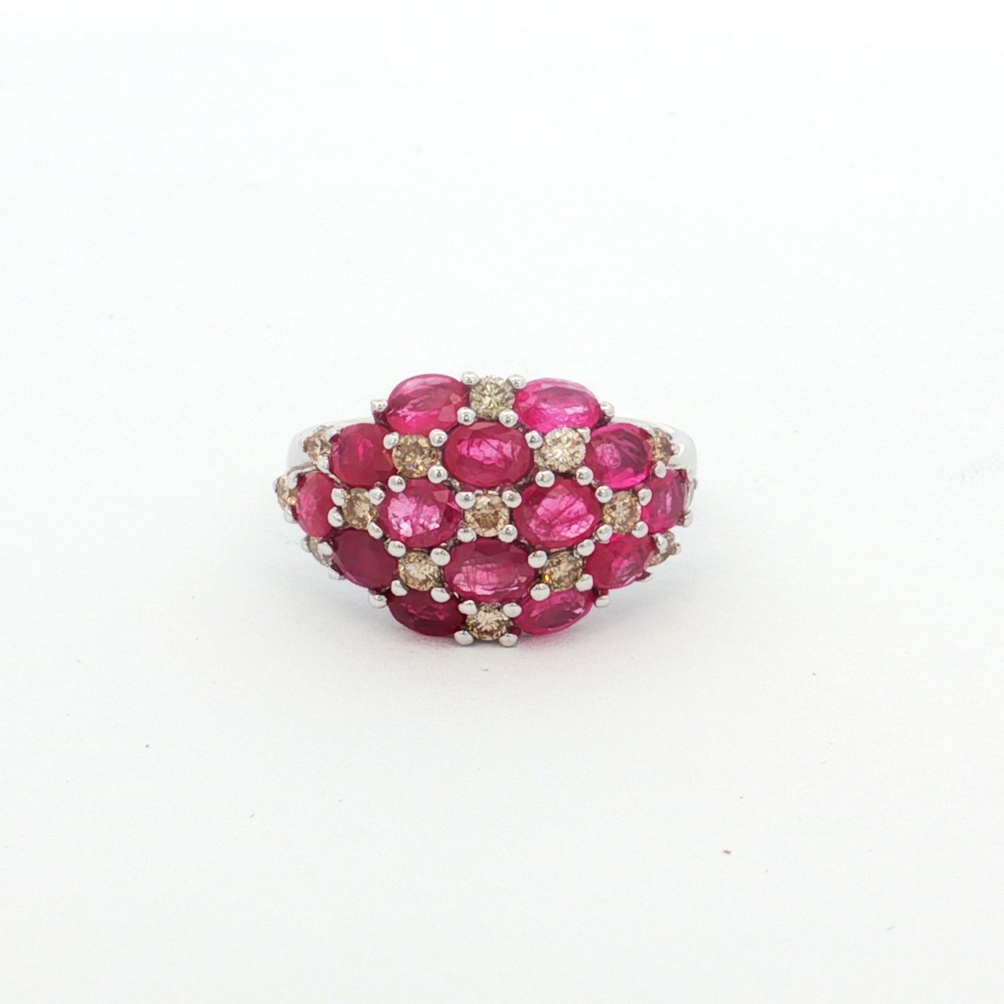White Gold Ruby & Diamond Dome Ring