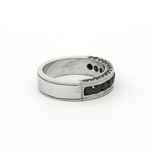 White Gold Black Diamond Band Ring