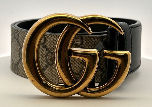 Gucci GG Supreme Canvas Gold Buckle Belt image 1
