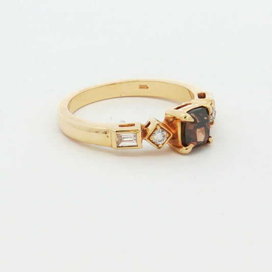 Yellow Gold Diamond Cushion-Cut Ring
