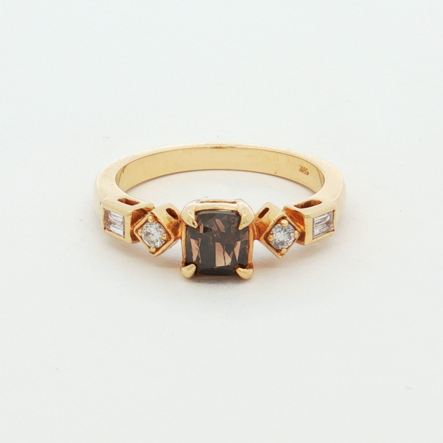 Yellow Gold Diamond Cushion-Cut Ring