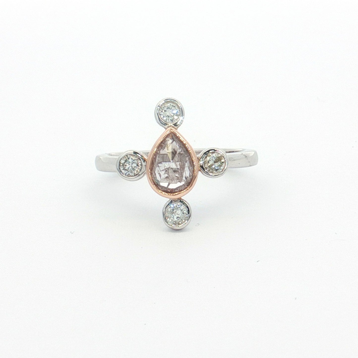 White & Rose Gold Pink Diamond Ring