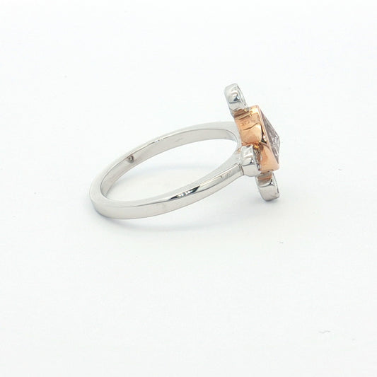 White & Rose Gold Pink Diamond Ring