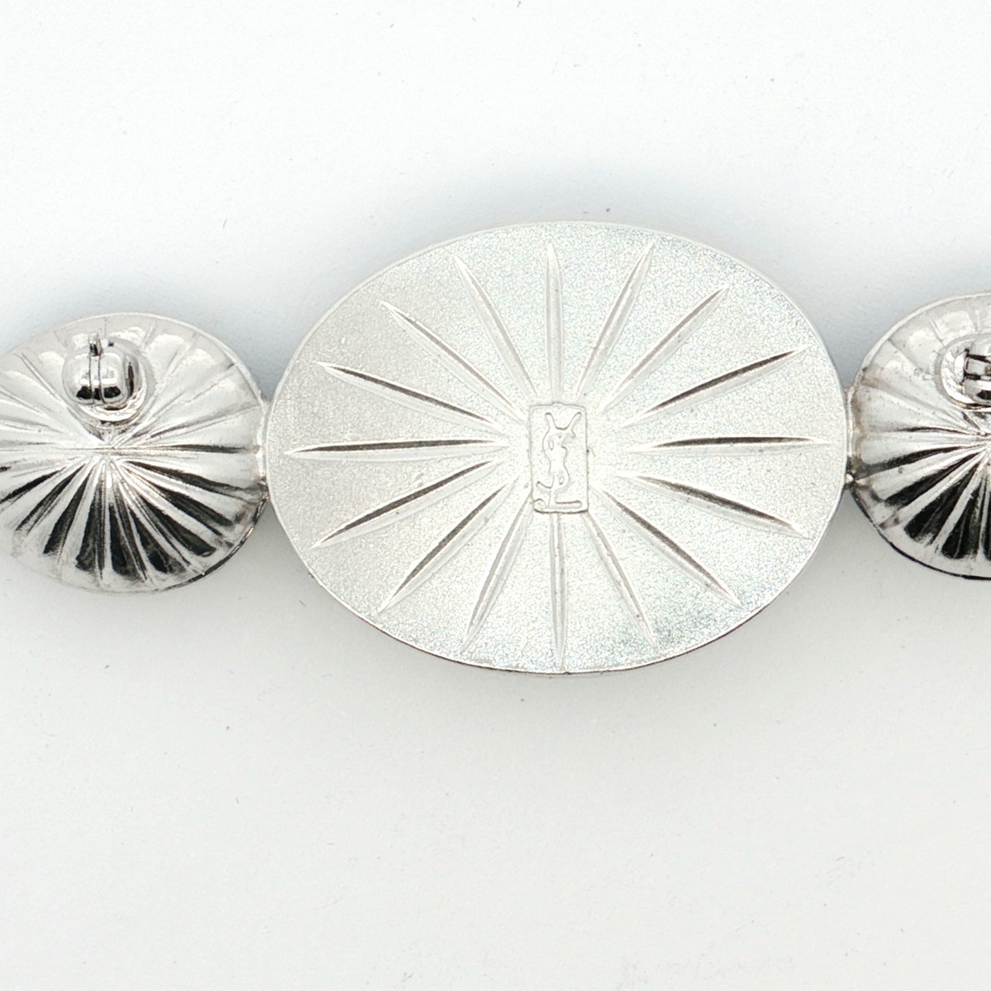 YSL Silver Crystal & Hematite Brooch