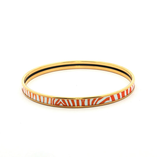 Hermès Enamel Zebra Print Gold Bangle