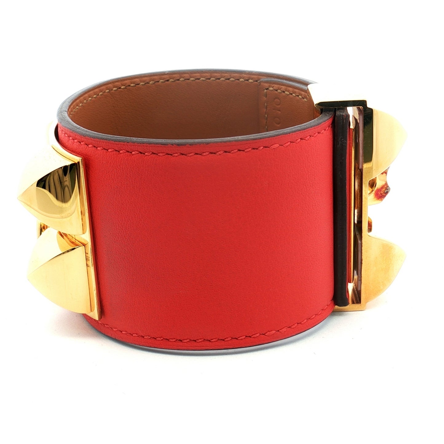 Hermès Collier de Chien Red Leather Gold Bracelet