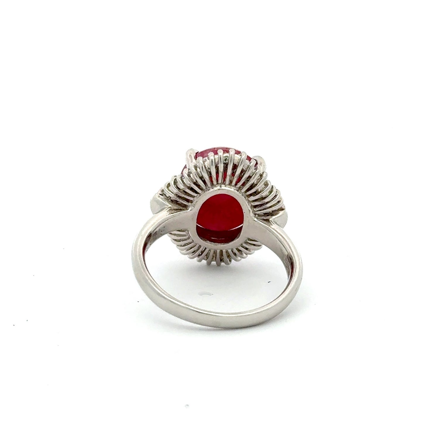 Platinum Star Ruby Diamond Cluster Ring