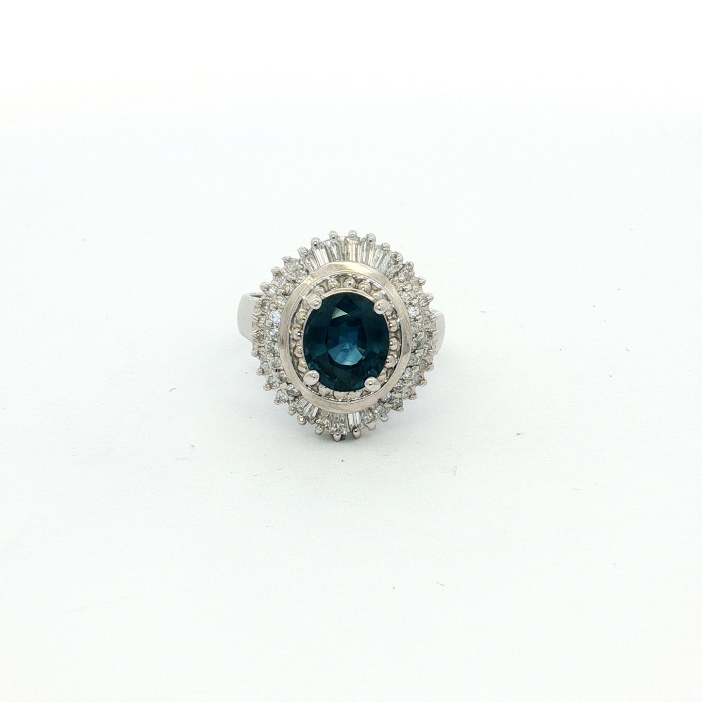 Platinum Sapphire & Diamond Cluster Ring