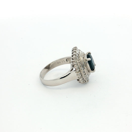 Platinum Sapphire & Diamond Cluster Ring