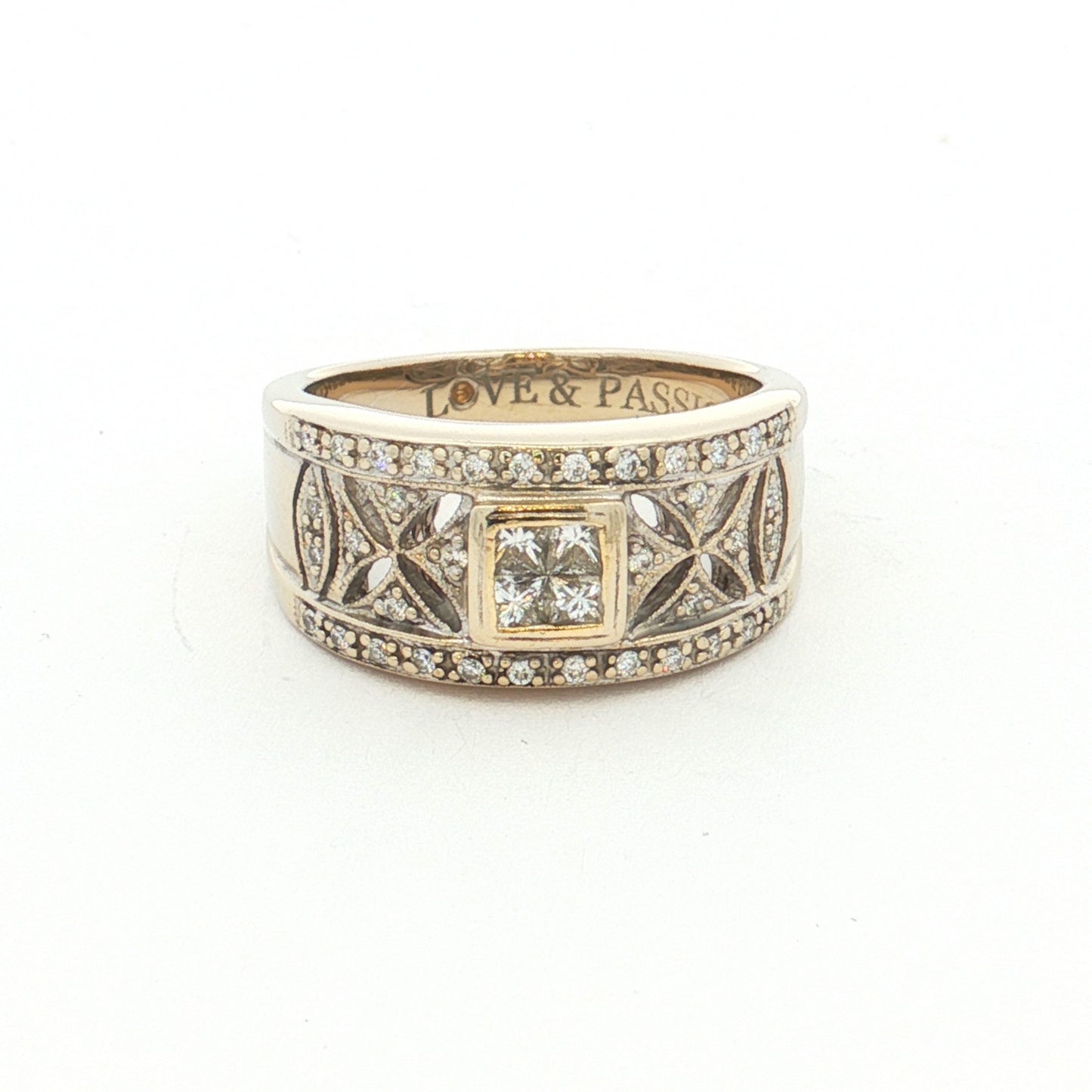 White Gold Princess & Round Brilliant Diamond Cluster Ring