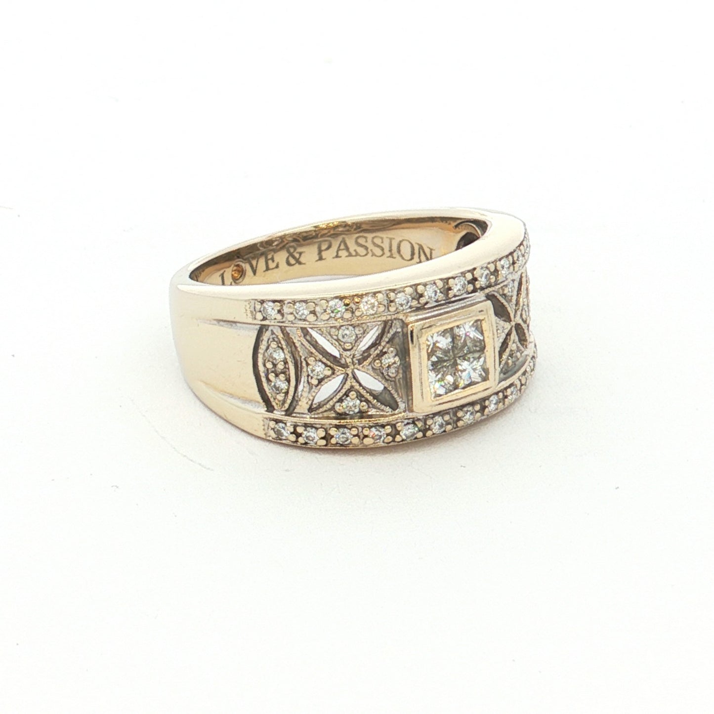White Gold Princess & Round Brilliant Diamond Cluster Ring