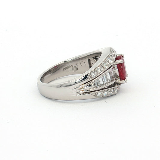 Platinum 1.14ct Ruby & Diamond Ring