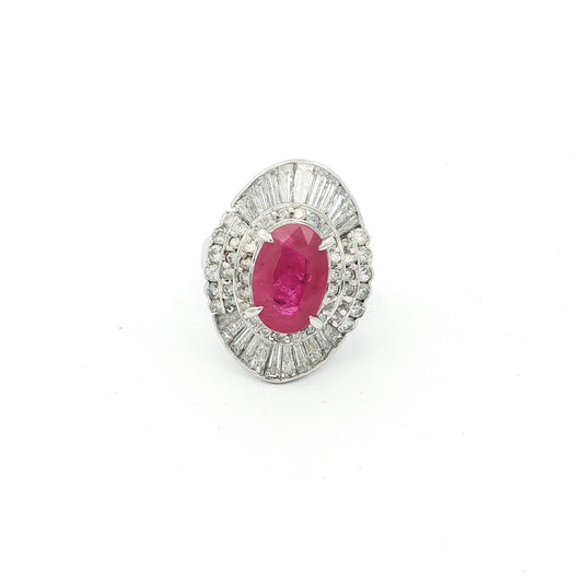 Platinum Ruby and Diamond Ring