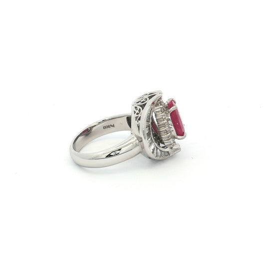 Platinum Ruby & Diamond Cluster Ring
