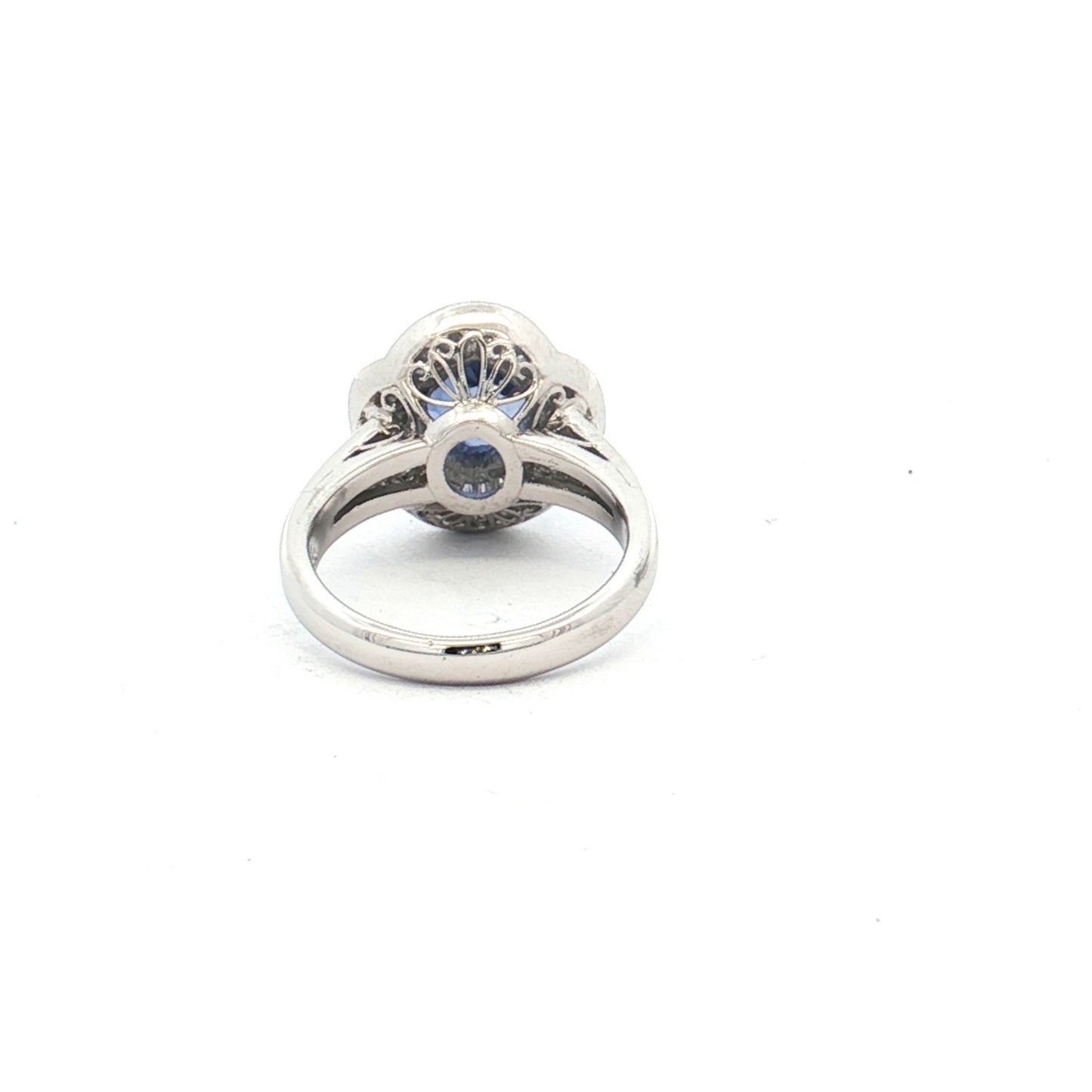 Platinum Cornflower Blue Sapphire & Diamond Ballerina Ring