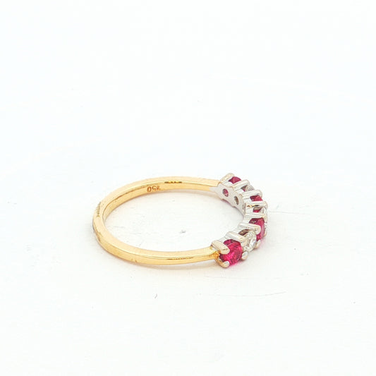 Yellow Gold Diamond & Pink Sapphire Multistone Ring