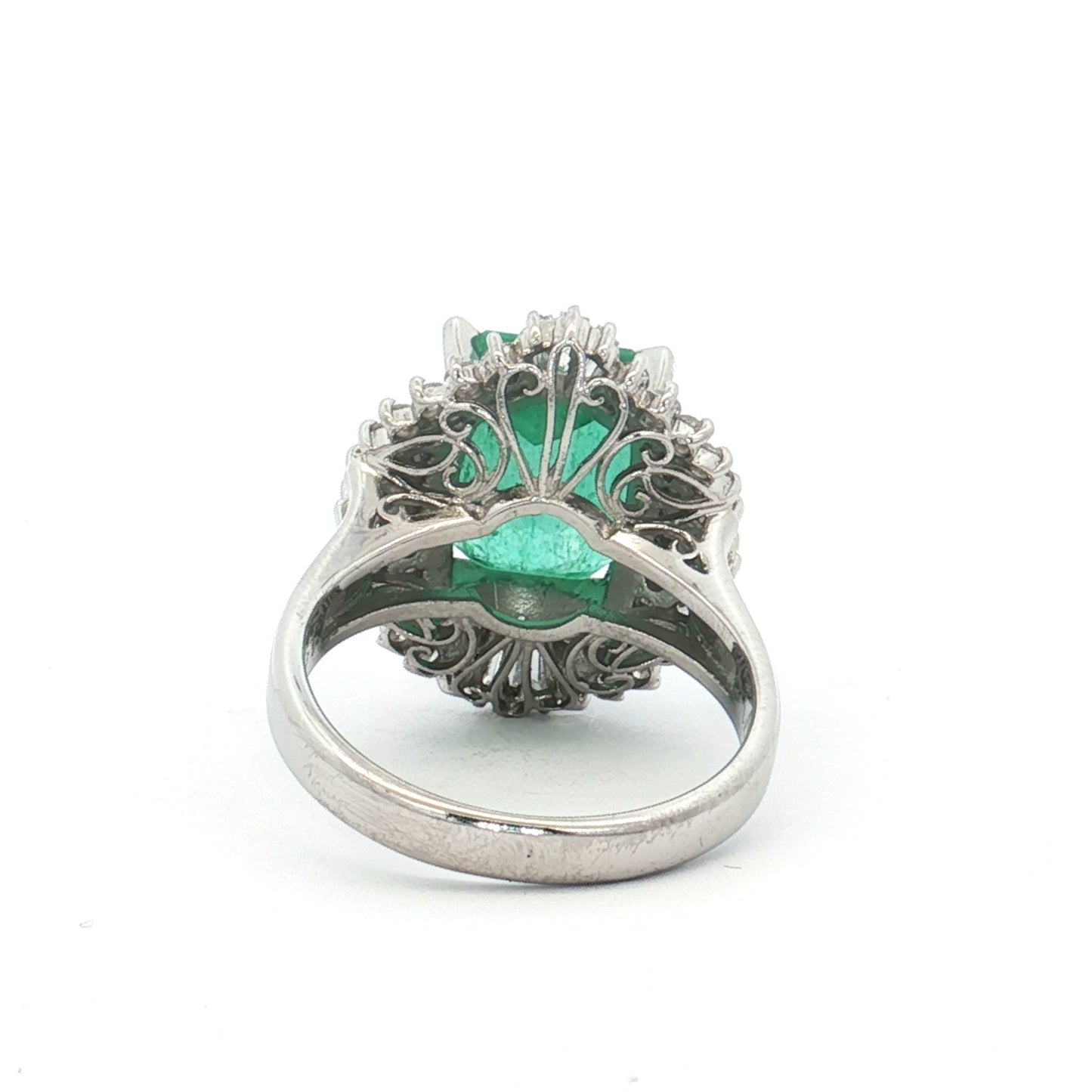 Emerald Diamond Ballerina Ring Platinum