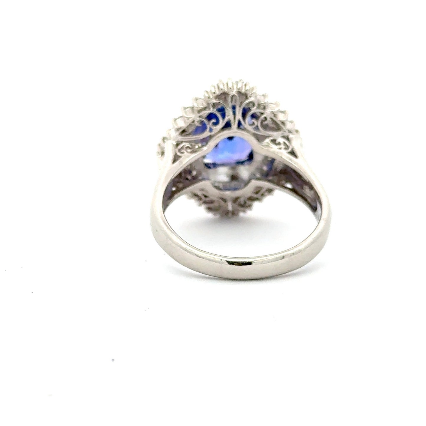 Platinum Tanzanite Diamond Cluster Ring