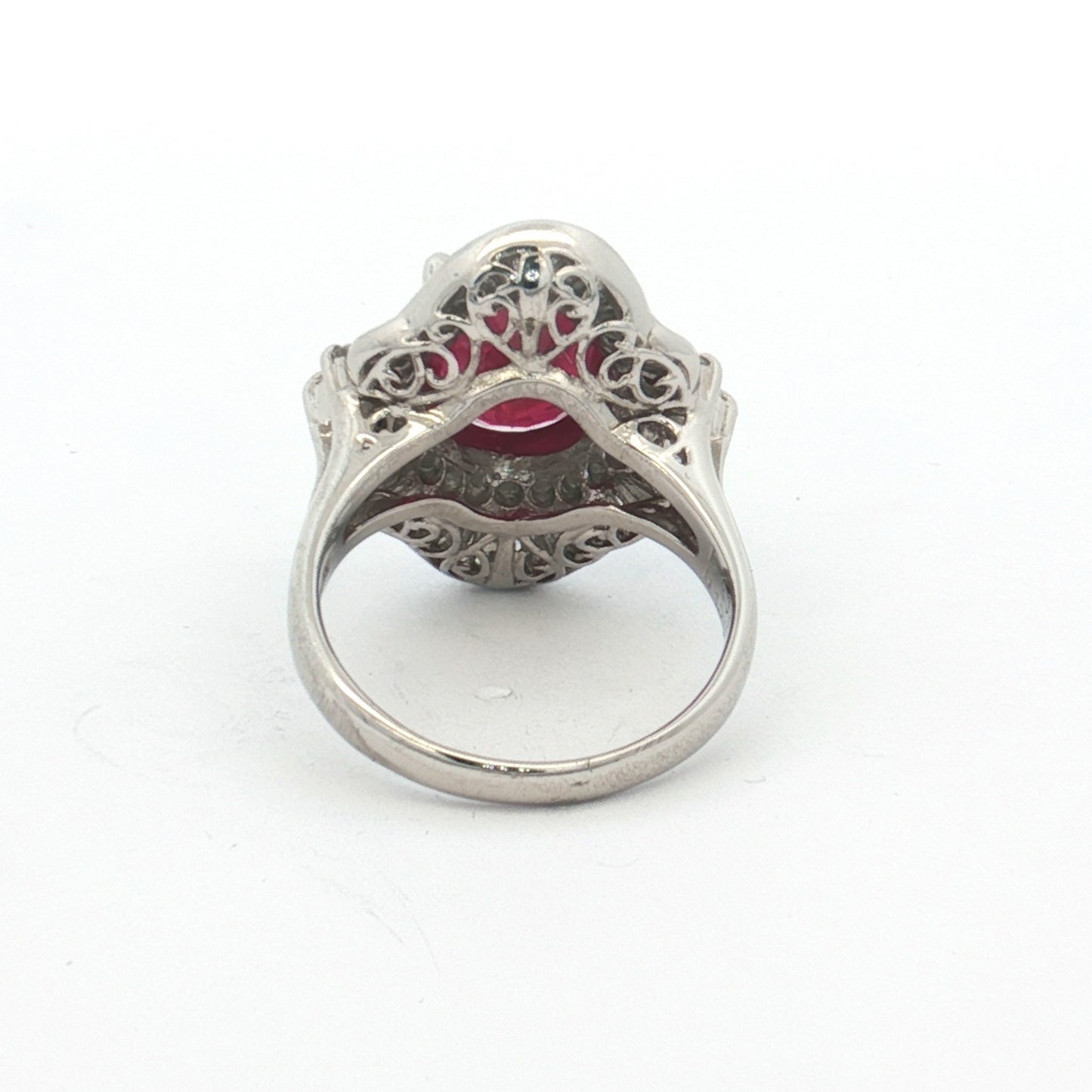 Platinum 4.08ct Ruby & Diamond Ballerina Cluster Ring