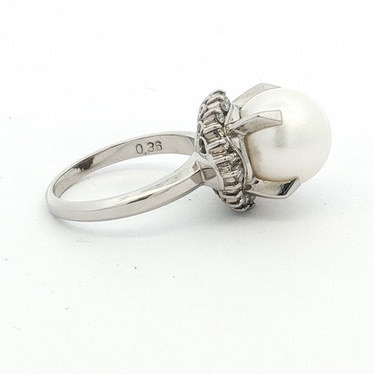 Platinum South Sea Pearl & Diamond Cluster Ring