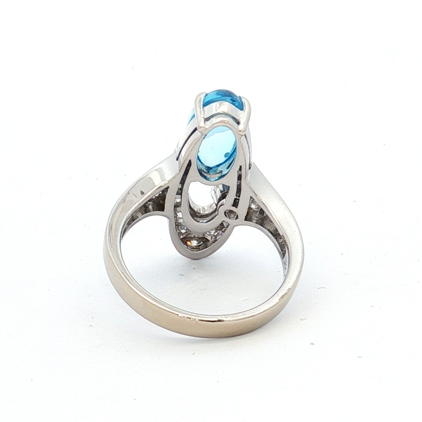 Bvlgari K18 White Gold Blue Topaz & Diamond Ring
