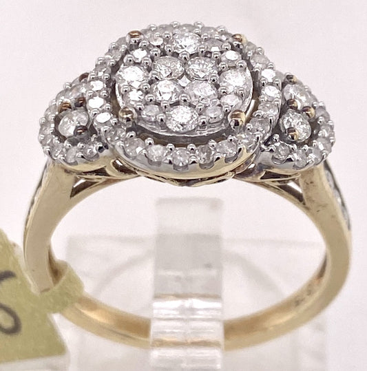 9ct Yellow Gold Diamond Cluster Ring image 1