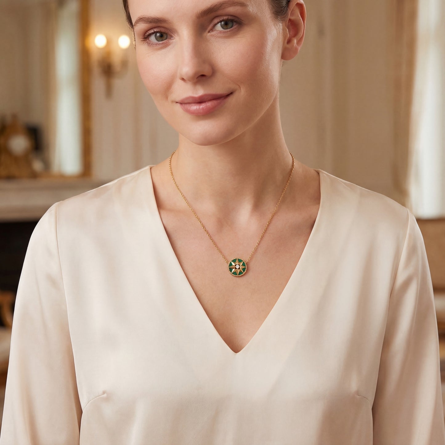Dior Rose des Vents Gold Malachite Necklace