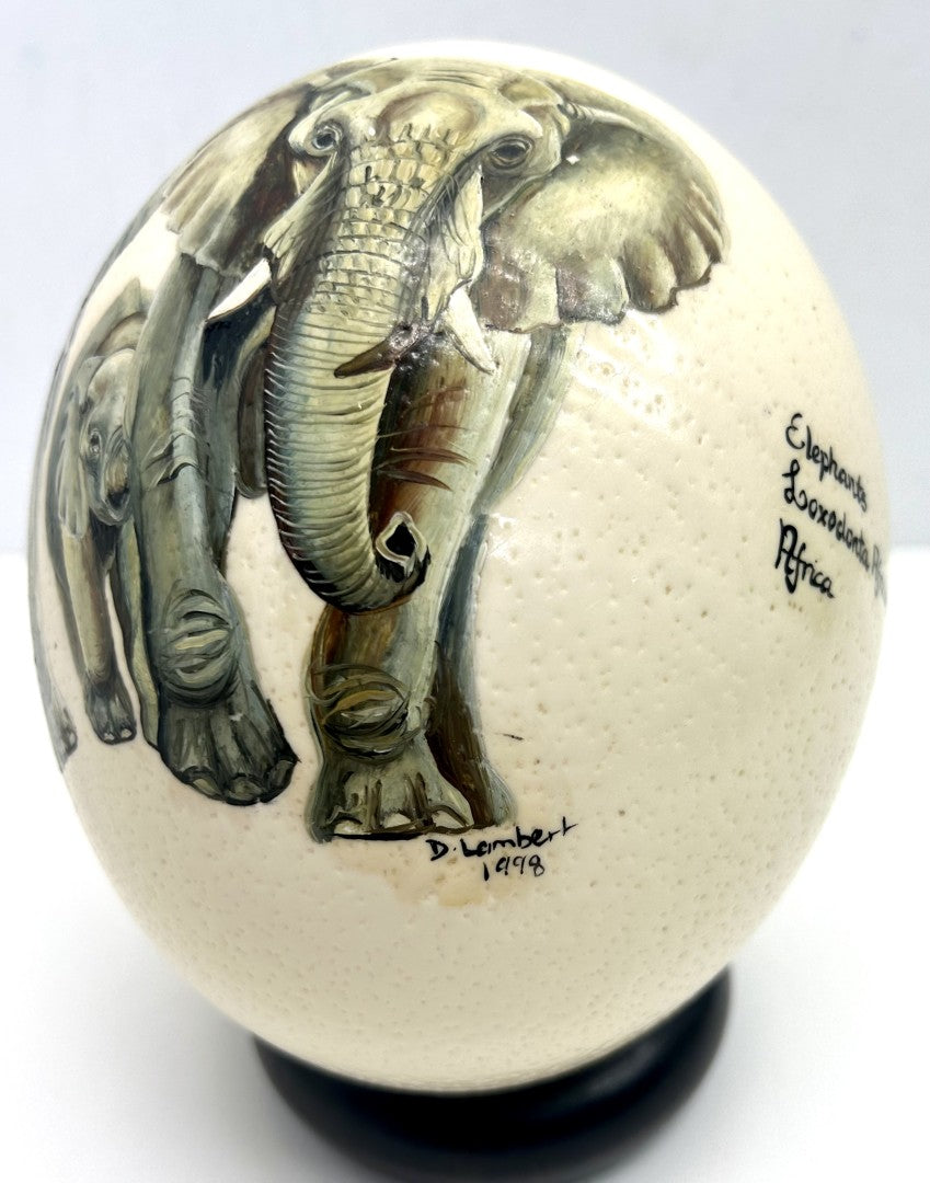 Hand Painted 'Elephants Loxodonta Africana' Ostrich Egg Shell image 3
