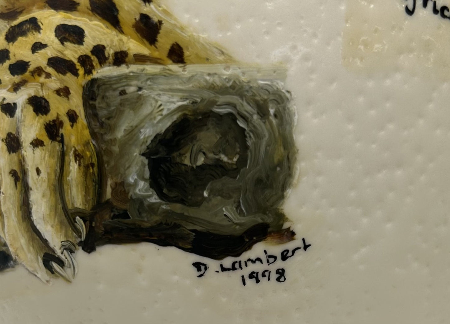 Hand Painted 'Cheetah Cubs Acinonyx Jubata' Ostrich Egg Shell image 3