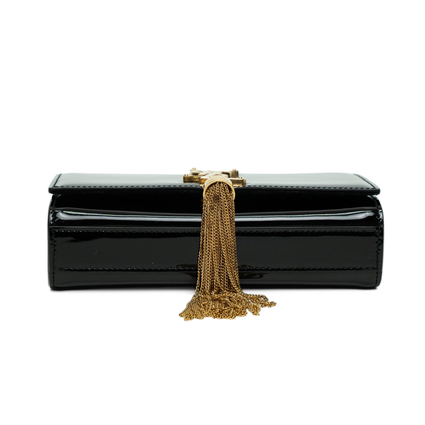 Saint Laurent Kate Black Patent Tassel Bag