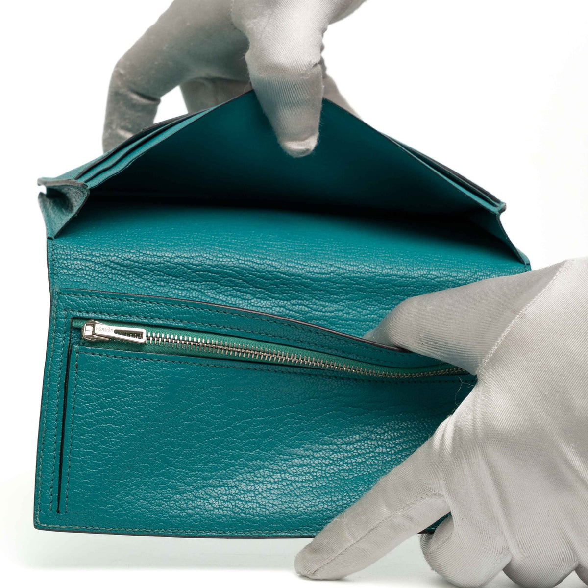Hermes Bearn Trifold Vert Verone Wallet