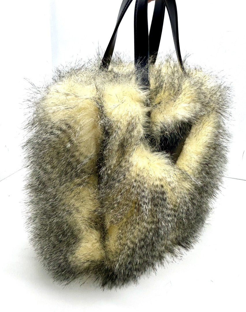 PRADA FAUX FUR TOTE HANBAG image 4