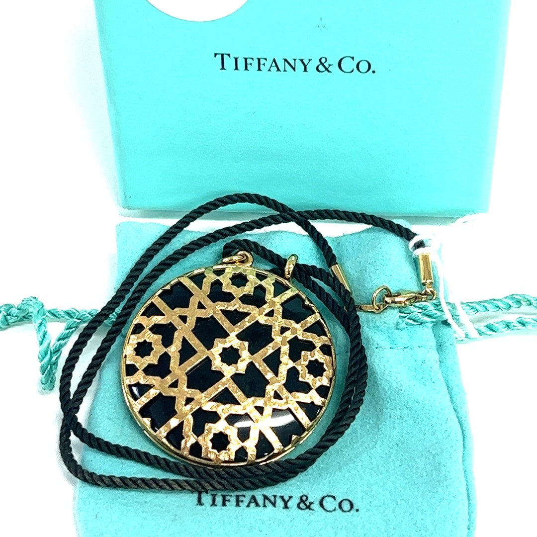 Tiffany & Co 18K Yellow Gold Black Onyx Paloma Picasso Dome Pendant Necklace image 0