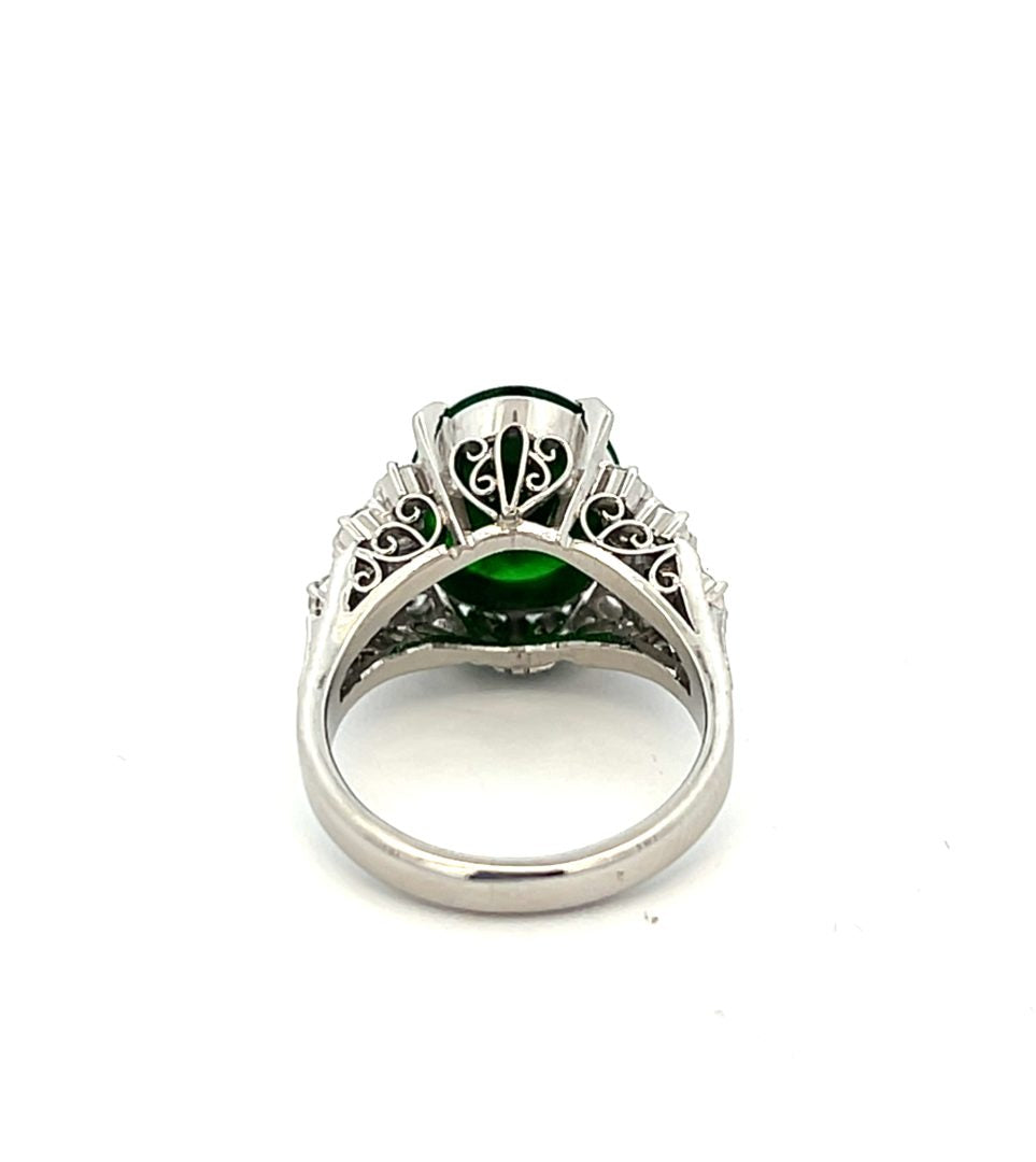 Platinum 2.21ct Jade & 0.42ct Diamond Cluster Ring image 4