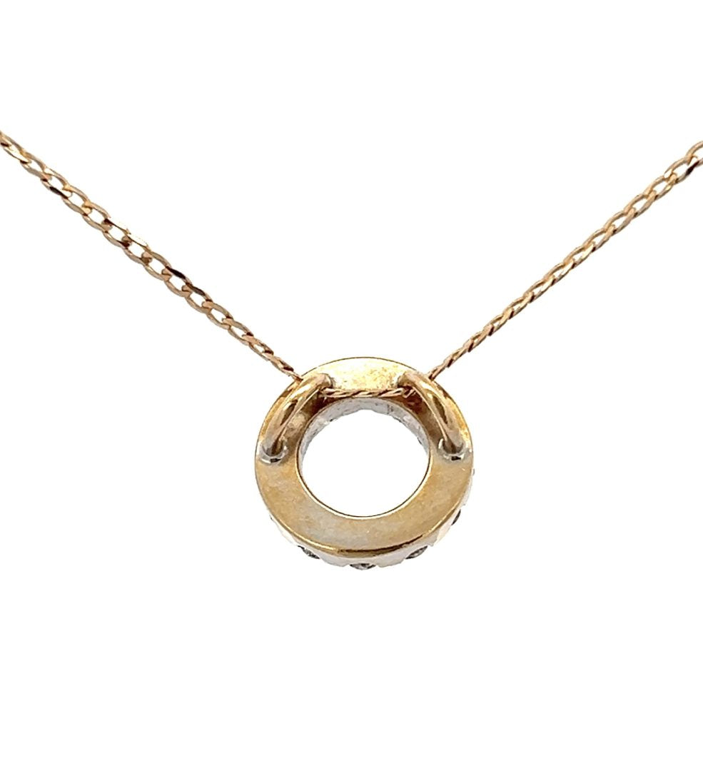 9ct Yellow Gold Circular 0.84ct Diamond Pendant & Chain image 2