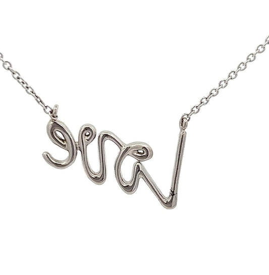 18ct White Gold 0.20ct Diamond “LOVE” Pendant & Chain image 1