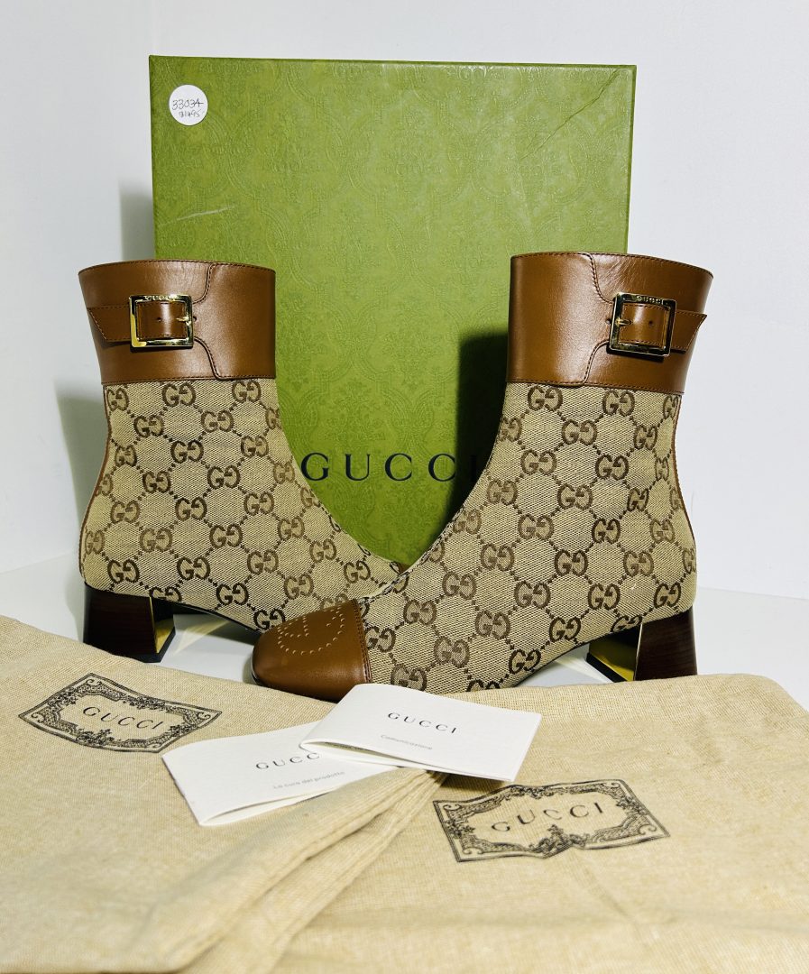 Gucci GG Supreme Canvas & Leather 'Ellis' Ankle Boots image 6