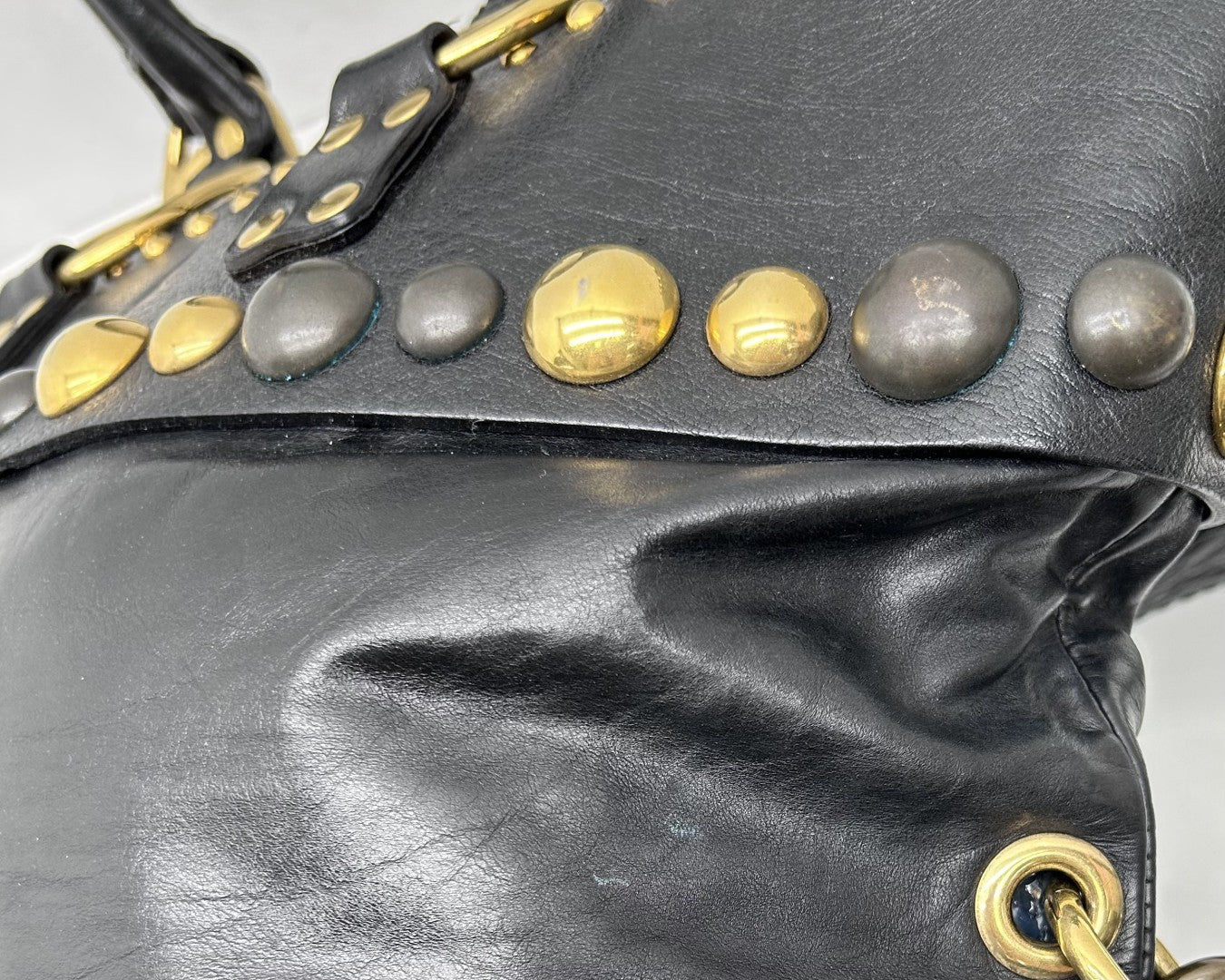 Vintage Gucci Babouska Heart Large Black Studded Leather Tote/Shopper Bag image 3