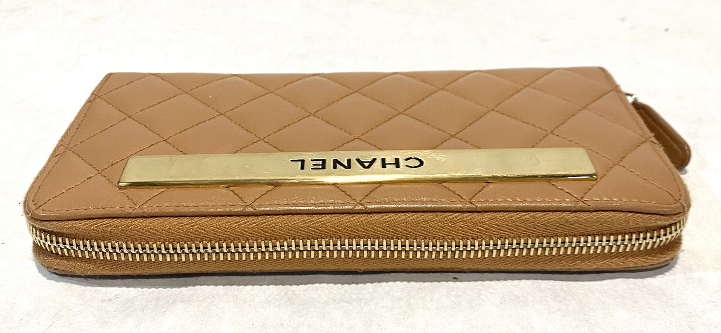 Chanel Brown Quilted Trendy Zip Around Wallet image 3